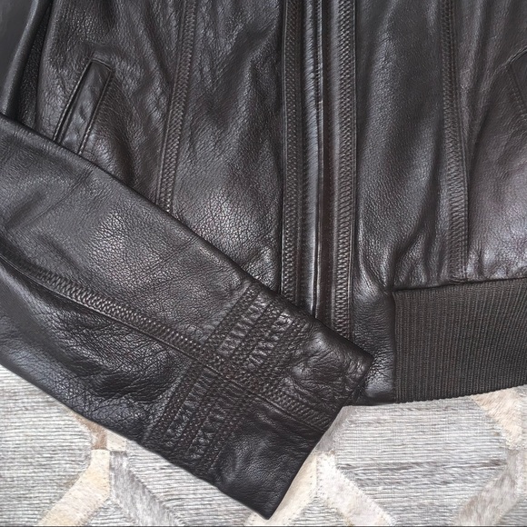 Beautiful and Soft Brown Genuine Leather Bomber Jacket - Picture 6 of 8
